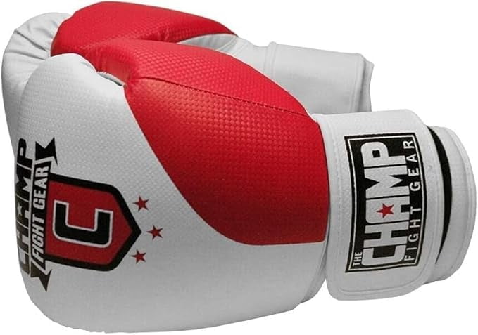 The Champ Fight Gear Alpha Series Boxing Gloves with Wrist Support for Boxing Kickboxing Muay Thai Training or Sparring Punching Bag Mitts,Red/White, 12Oz