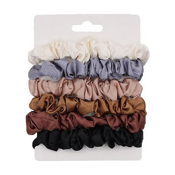 6-pack Scrunchies Hair Bows Beige Brown Black multi-colored