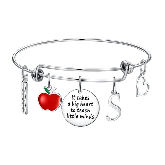 TINGN Teacher Gifts for Women Teacher Bracelet End of Year Teacher Christmas Gifts It Takes a Big Heart to Teach Little Minds Best Teacher Gifts