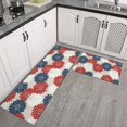 thumbnail image 2 of Geometric Flower and Dahlia Beige Anti Fatigue Kitchen Rugs Set Of 2, Non Slip Washable Decorative Floor Mats for Kitchen Sink Laundry, 17"x30" and 17"x47", 2 of 6