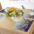 thumbnail image 4 of Lunarable Spring Place Mats Set of 4, Abstract Floral Petals in Misty Tones Daisy Gerbera Dandelion Blossom Meadow Paint, Washable Fabric Placemats for Dining Table, Standard Size, Purple Mint, 4 of 5
