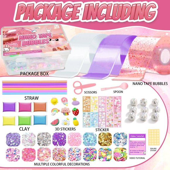Jimcii 64 PCS Nano Tape Bubble Bubbles Kit for Kids, Nano Tape Bubbles with Step-by-Step Video Tutorials
