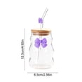 thumbnail image 3 of Clear Glass Tumbler with Bamboo Lid & Straw, 450ml/15oz Cute Bow Decor Drinking Cup, Reusable Glass Water Bottle for Beverages, Coffee & Juices, 3 of 6