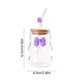 thumbnail image 3 of Vaso de agua de vidrio con tapa y pajita de vidrio – Vaso de 450 ml con decoración de mariposa para café, té y bebidas frías – Vaso reutilizable para el hogar, la oficina y uso al aire libre., 3 of 6