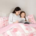 thumbnail image 5 of Manfei Cute Bow Girl Bedding Comforter Set 2pcs,Pink Geometric Stripes Twin Comforter Sets Microfiber,Kawaii Ribbon Bow Knot Breathable Bedding Set,Luxury Bedroom Decor,Reversible, 5 of 8