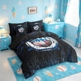 thumbnail image 2 of meiyoeat Boys Baseball Sport Games 7Pcs Queen Bedding,Modern Geometric Honeycomb Pattern Bedding Comforter Set Queen For Kids,Black Reversible, 2 of 7