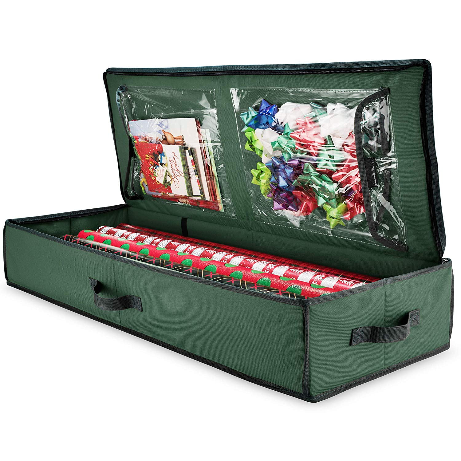 Zober Christmas Wrapping Paper Storage Box With Inside Pockets, 600D