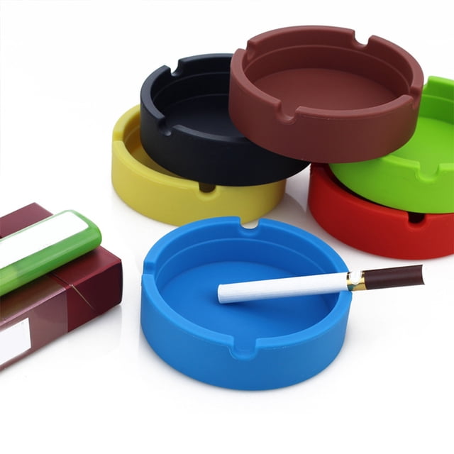 Cendrier en Silicone Résistant à la Température Plateau à Cendres Portable Support de Table Réutilisable Tapis de Bouteille de Voyage Bureau Voiture Antidérapant Fendu Orange