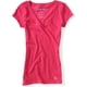 thumbnail image 1 of Camiseta gráfica con cuello en V Bulldog para mujer de Aeropostale, rosa, mediana, 1 of 1
