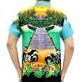 thumbnail image 5 of HAPPY BAY Men's Hawaiian Shirts Short Sleeve Button Down Shirt Mens Summer Shirts Casual Beach Vacation Hawaii Shirts for Men Funny S Bike, Autumn Green, 5 of 5