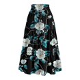 thumbnail image 4 of Unir Women Assorted Vintage Floral Print Multi-Tiered Flow Four Way Stretch Midi Skirt Drawstring Ruffle Waist Casual Side Pocket Long Bottom 1PC S-XXL Plus Size Friendly, 4 of 5