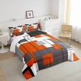 thumbnail image 4 of Erosebridal Black White Grey Orange Bedding Set Twin Geometric Square Comforter Set Adults Geometry Striped Down Comforter Soft Lightweight Modern Abstract Quilt Duvet Insert 1 Pillow Case, 4 of 6