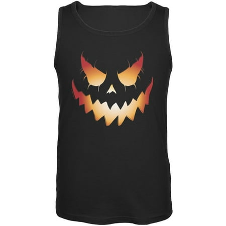 Halloween Evil Jack-O-Lantern Pumpkin Black Adult Tank