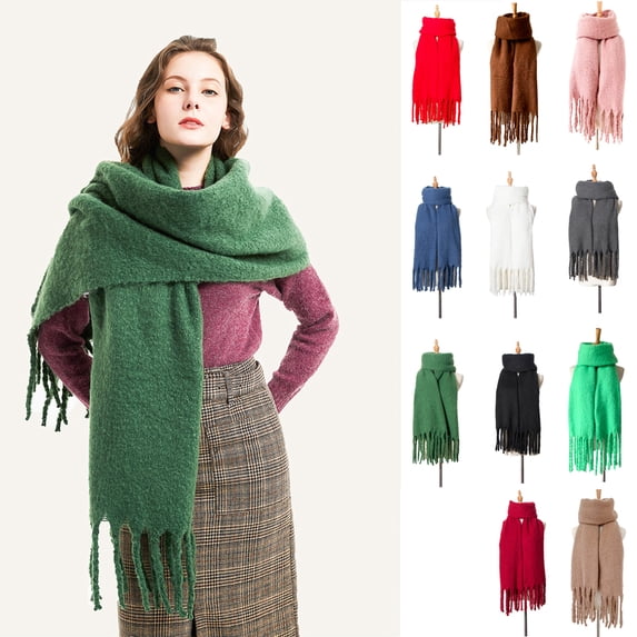 Dengjunhu Womens Thick Soft Comfortable Cold Resistant Shawl Wrap Scarf Warm Solid Color Long Blanket Scarf for Daily Life