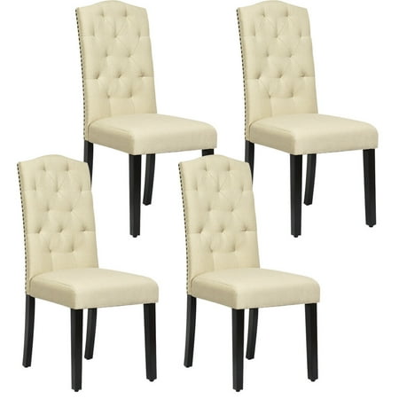 Gymax Set Of 4 Tufted Dining Chair, Threshold Nailhead Dining Chairs