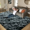 thumbnail image 4 of SARAG Rugs For Living Room 5x7ft, Alfombras Para Salas Shag Large Plush Soft Area Rug, Shaggy Carpets For Bedroom, Kids Boys Girls Home Decor Tie-Dyed Stripes Black And Gray, 4 of 12