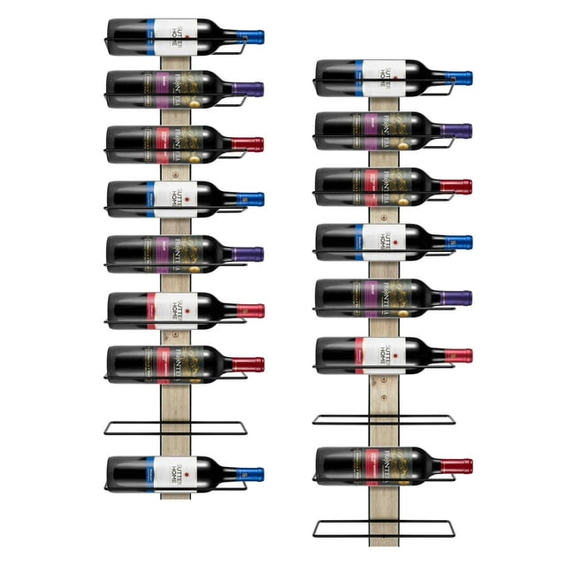 Sorbus Wall Mounted Wine Rack for 18 Wine Bottles - Wood Wine Rack Wall Mounted for Wine Bottles, Liquor, Champagne - Decorative Wood Wine Racks for Home Bar, Kitchen, Dining Room Wall Wine Bottle