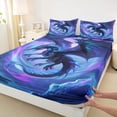 thumbnail image 4 of Erosebridal Kid Dragon Wildlife Full Size Sheets, Blue Purple Starry Sky Bed Sheets, 4 Pieces, 4 of 5