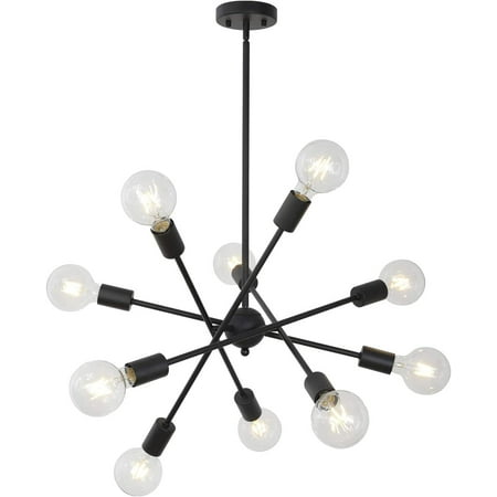 

bzfwm 8 Lights Modern Sputnik Chandelier Lighting with Adjustable Arms Mid Century Pendant Light Vintage Industrial Ceiling Light Fixture Brushed Nickel by