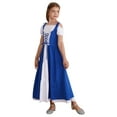 thumbnail image 2 of inhzoy Renaissance Dress for Girls Medieval Princess Costume Retro Lace-up Maxi Dress Halloween Dress up Short-sleeve-Blue-A 14, 2 of 8