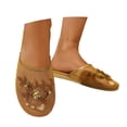 thumbnail image 3 of PMVFHDE Embroidered Mesh Slippers Women Boxy Mule Flat On Shoes Indoor Comfort Breathable Casual Sandals Gold - 5.5, 3 of 7