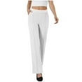 thumbnail image 6 of ClodeEU Cotton Wide Leg Yoga Pants Women,High Waist Loose Lounge Stretch Trousers with Pockets B-White,Womens Plus L, 6 of 8