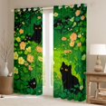 thumbnail image 2 of Manfei Cute Cat Pet Blackout Curtains, Cartoon Summer Lotus Window Curtains Pack of 2 (38x45 Each), Green Black, 2 of 6