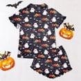 thumbnail image 5 of Womens Halloween Pajamas Seasonal Nightwear Short Sleeve Sleepwear Set Top with Shorts Cozy Loungewear Pajamas for Women Set Black XXL, 5 of 7