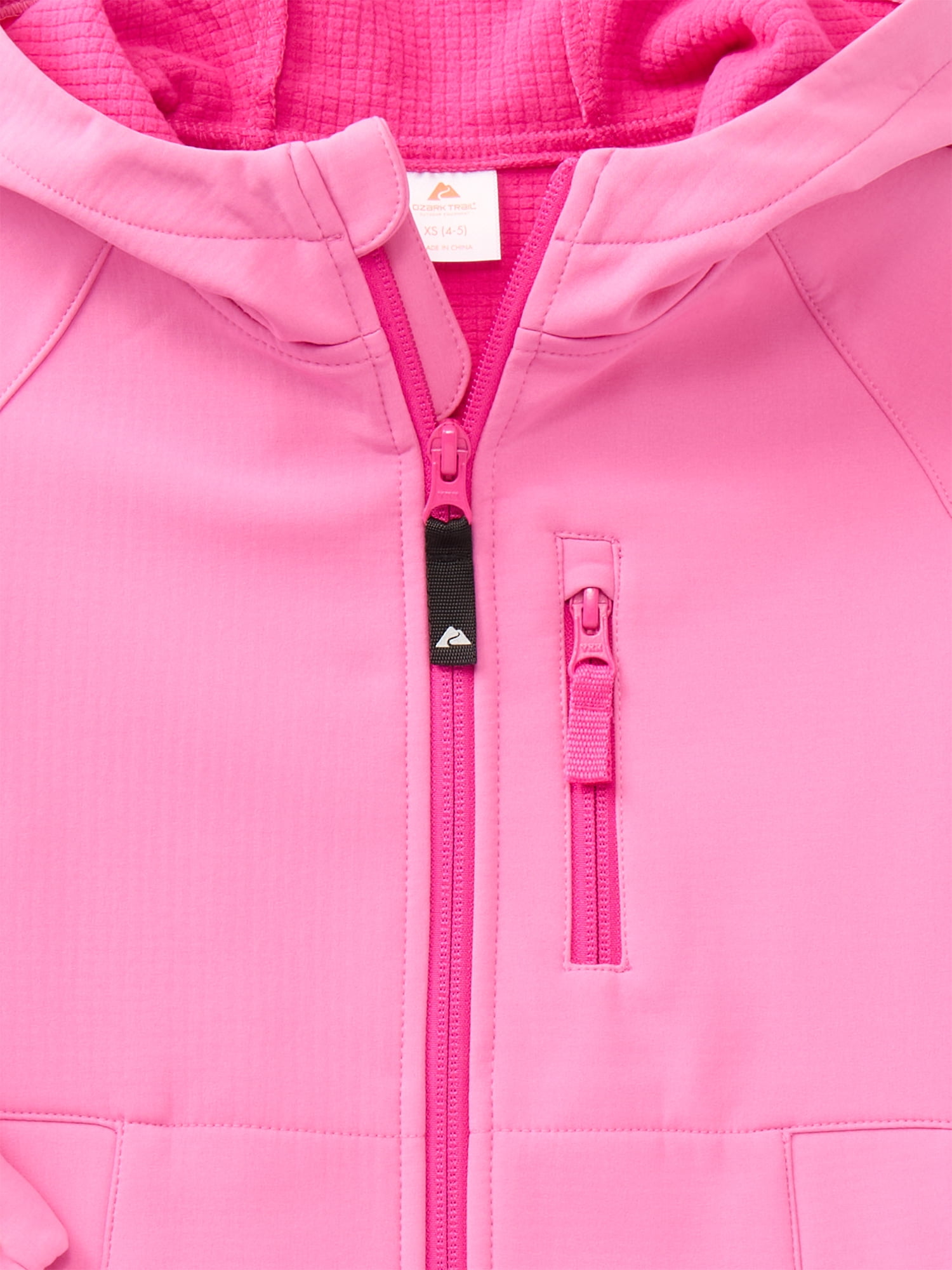 Ozark Trail Girls Zip Up Softshell Jacket with Hood, Sizes 4-18