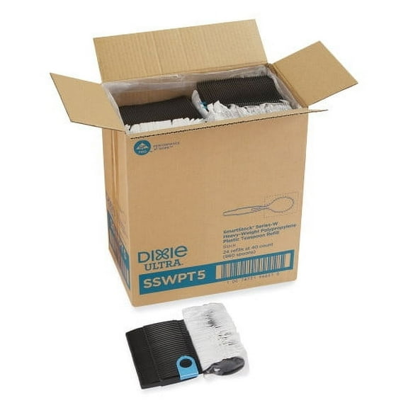 Dixie SmartStock Wrapped Heavy-Weight Cutlery Refill, Teaspoon, Black, 960/Carton, Each