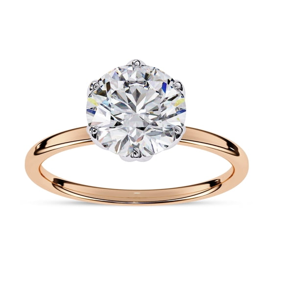 AFFY Solitaire Engagement Rings for Women Center 8mm Round Cut Lab Created Moissanite Anniversary Promise Ring in 10K Solid Rose Gold Size-10
