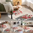 thumbnail image 6 of Valentine's Day Washable Round Area Rug 8 ft, Love Tree Roses Truck Black Plaid, Soft Non Slip Rugs Stain Repellent Indoor Felt Carpet for Living Dining Room Bedroom Home Office, 6 of 9