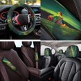 thumbnail image 4 of Uorisanigo Green Frog 14 Pieces Car Accessories Set with Cars Seat Covers Steering Wheel Cover Cars Headrest Cover Water Cup Pad Auto Console Cover Seat Belt Pads Soft Elastic Fit Car SUV, 4 of 6
