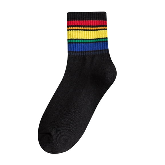 Levmjia Women's Socks Casual Rainbow Elastic Mid Calf Socks Absorbing Breathable Comfortable Fall Winter Everyday Wear Spring Summer