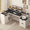 Black and White, variant on Farmhouse L Shaped Desk with Drawers, 62.2" Home Office Desk with Storage Shelves and Power Outlet, L Shaped Computer Desk with Monitor Stand and Printer Shelf, Brown and White