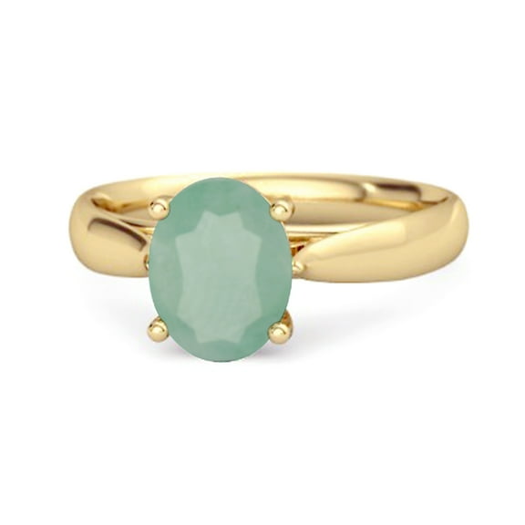 Single Stone 1.50 Ctw Emerald 925 Sterling Silver Gold Vermeil Stackable Women Valentines Day Gifts Ring
