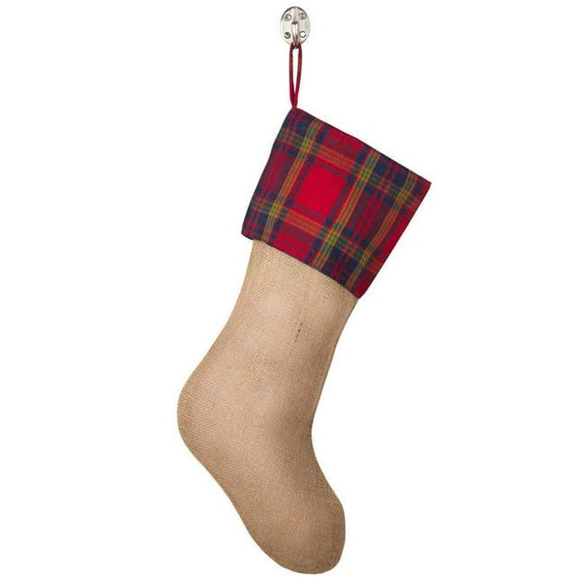 SARO 8054.R1319 13 x 19 Po Glendora Plaid Design Décoratif Jute Noël Bas Rouge