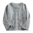 thumbnail image 5 of Sakmal Button Up Pajama Tops Women Fleece Fuzzy Flannel Long Sleeve Sleepwear Gray Crew Neck Sleepwear for Women XL, 5 of 5