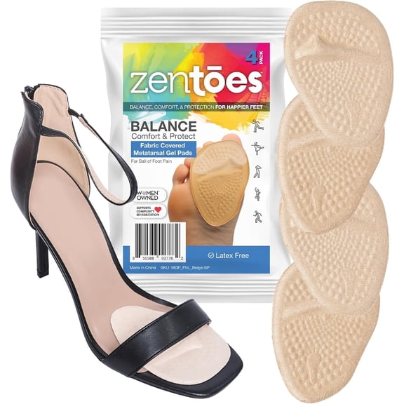ZenToes Ball of Foot Cushions Metatarsal Pads, Soft Gel, 2 Pairs
