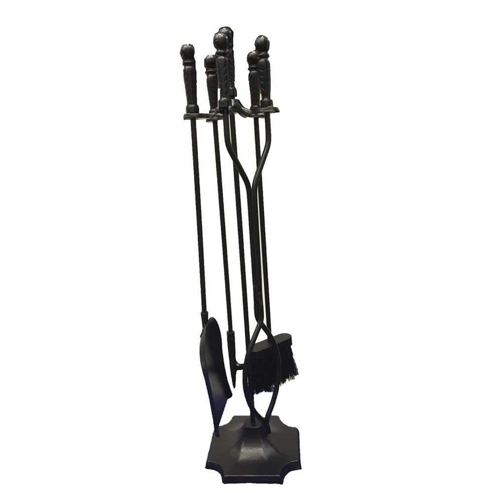 Black Wrought Iron Fireplace Fire Pit Toolset 5Piece Tool Set