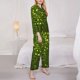 thumbnail image 3 of Fotbe Green Glitter Sparkle Conjunto de Pijama de Manga Larga para Mujer con Estampado, Ropa de Dormir de 2 Piezas, Conjunto de Casa Suave y Cómodo con Bolsillos-Small, 3 of 7