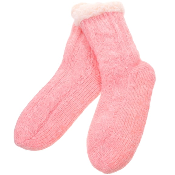 KONTONTY 1 Pair Winter Bed Socks Pink Polyester Warm Daily Activities Women