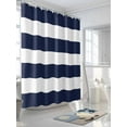 thumbnail image 3 of Navy Blue Stripe Shower Curtain, Simple Style White Striped Waterproof Shower Curtain Set with 12 Hooks Lightweight Washable Fabric Shower Curtains for Bathroom 72x84 Inches, 3 of 6