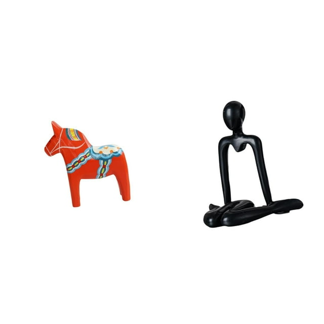 Escultura Abstracta De Un Caballo Pensador De Dalecarlia Sueco. Figura Coleccionable Para Estantería, Armario, Decoración Del Hogar, Dormitorio, Chimenea O Entrada.