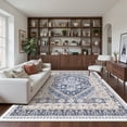 thumbnail image 2 of Roxstand 5x7 Area Rugs for Living Room, Vintage Large Area Rug, Non-Slip Backing Washable Rug, Stain Resistant Home Decor Rug (5'x7', Blue), 2 of 11