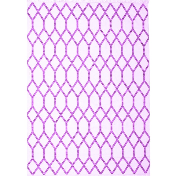 Ahgly Company Indoor Rectangle Trellis Purple Contemporary Area Rugs, 5' x 8'