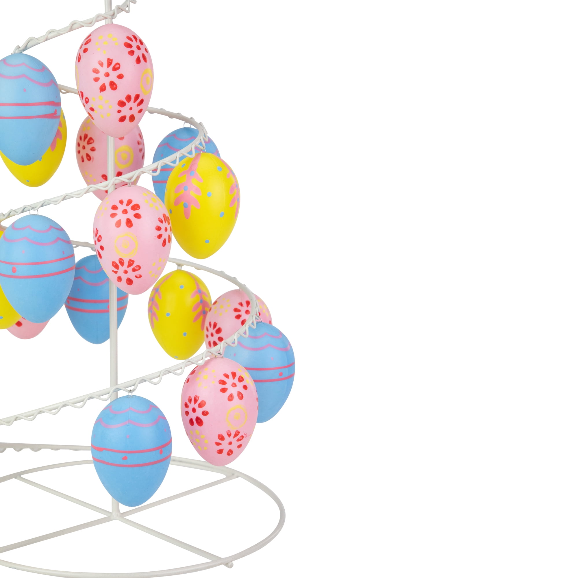 Northlight Floral and Striped Easter Egg Tree - 14.25" - Blue/Yellow/Pink