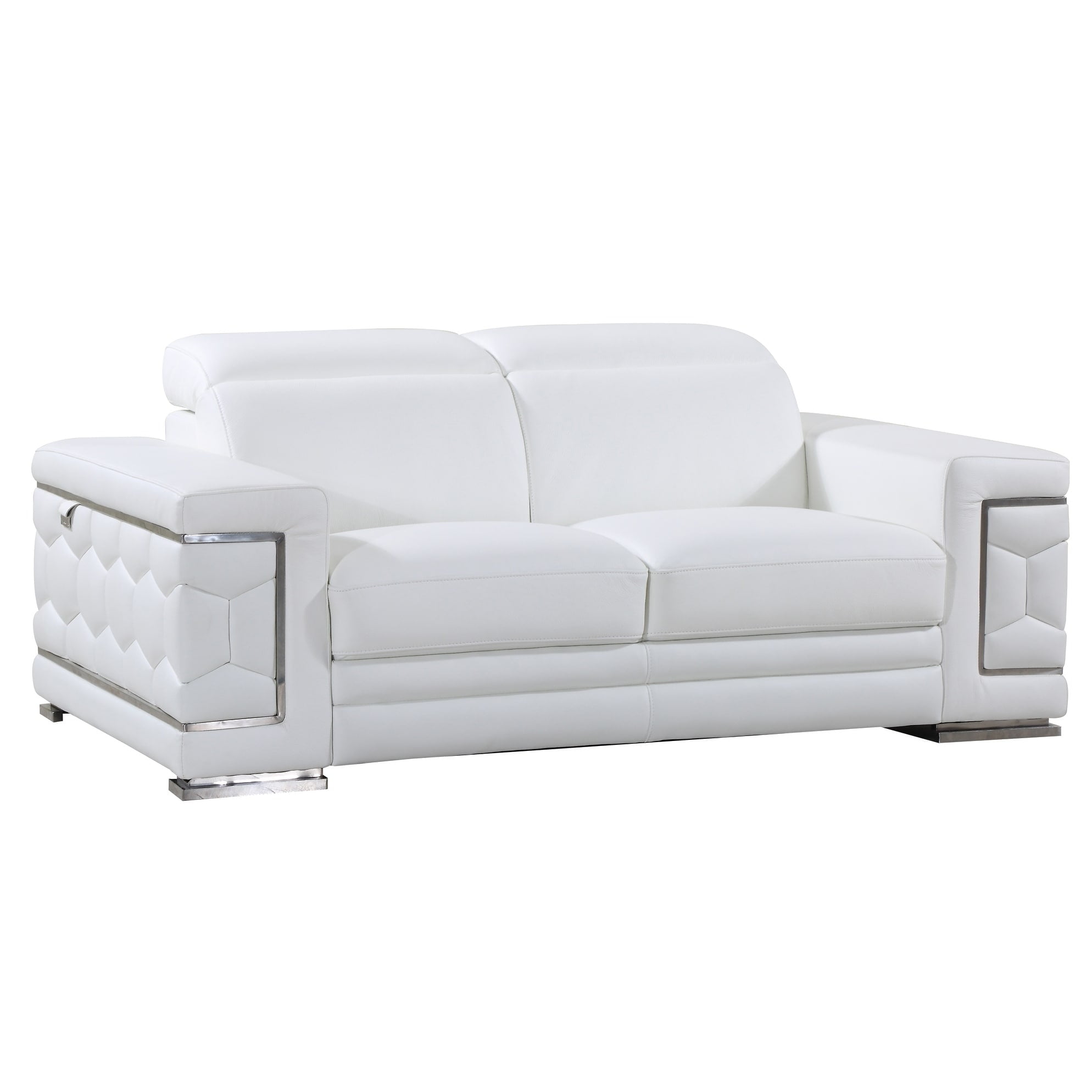 Divanitalia Ferrara Luxury Italian Leather Upholstered Complete 3 Piece Living Room Sofa Set White Walmart Com Walmart Com