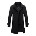 thumbnail image 2 of SWSMCLT Men's Snow Trench Coat Long Coats Casual Overcoat Long Sleeve Work Spring Single Breasted Business Business Black Medium, 2 of 4