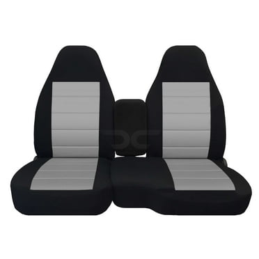 T56-Designcovers Fits 2004-2012 Chevy Colorado/GMC Canyon Velour Truck Seat Covers(Front 60/40 Split Bench)-Opening Console:Black and Silver
